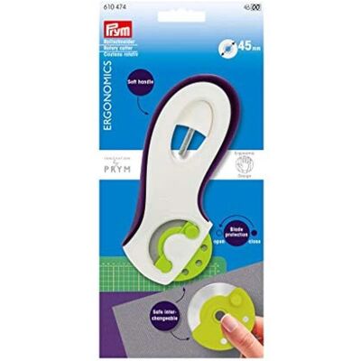 Cortador rotatorio ergonómico Prym 45mm - Seguridad y Cambio Fácil de Cuchilla Cortador rotatorio ergonómico Prym 45mm - Seguridad y Cambio Fácil de Cuchilla