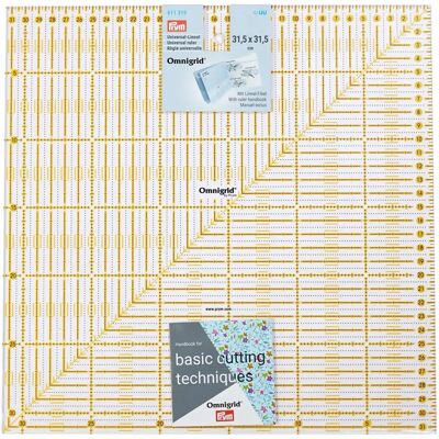 Règle Omnigrid Prym 31,5 cm - Transparente, Jaune - Pour Quilting et Couture - Publicité Règle Omnigrid Prym 31,5 cm - Transparente, Jaune - Pour Quilting et Couture - Publicité