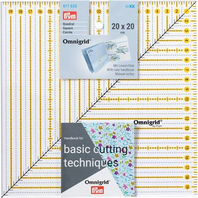 Prym Omnigrid 20 cm Lineal - Patchwork Quadrat & Präzises Schneiden Prym Omnigrid 20 cm Lineal - Patchwork Quadrat & Präzises Schneiden