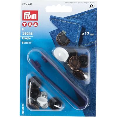 Boutons jeans Prym - Cuivre, 17mm, Pack de 8 Boutons jeans Prym - Cuivre, 17mm, Pack de 8