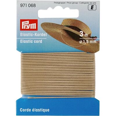 Prym 1.5mm Round Elastic Cord Beige - per pack Prym 1.5mm Round Elastic Cord Beige - per pack