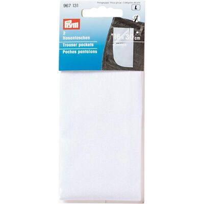 Forro de bolso de calça branco de algodão Prym - 1 par Forro de bolso de calça branco de algodão Prym - 1 par