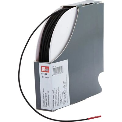 Prym Schwarzes 2,5mm Elastikseil - 50m - Elastizität 150% Prym Schwarzes 2,5mm Elastikseil - 50m - Elastizität 150%