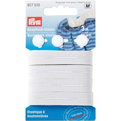 Élastique de boutonnière Prym 12mm & Boutons - Blanc - Élastique et Boutons pour Taille Élastique de boutonnière Prym 12mm & Boutons - Blanc - Élastique et Boutons pour Taille