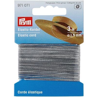 Prym 1,5 mm Stříbrný Elastický Provázek - 3m Prym 1,5 mm Stříbrný Elastický Provázek - 3m