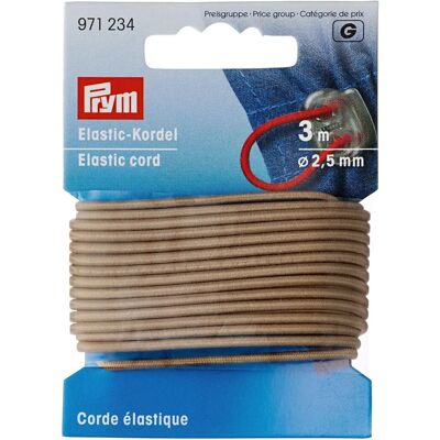 Prym 2,5mm Ronde Elastische Koord Beige - 3m Prym 2,5mm Ronde Elastische Koord Beige - 3m