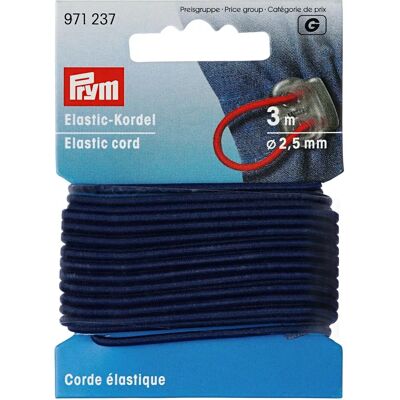 Prym 2.5mm Round Elastic Cord Navy Blue - 3m Prym 2.5mm Round Elastic Cord Navy Blue - 3m