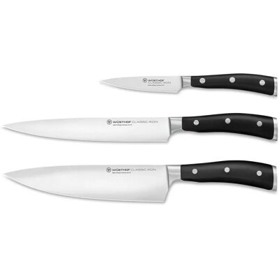 Ensemble de Couteaux Wüsthof Classic Ikon - 3 Pièces Noires Ensemble de Couteaux Wüsthof Classic Ikon - 3 Pièces Noires