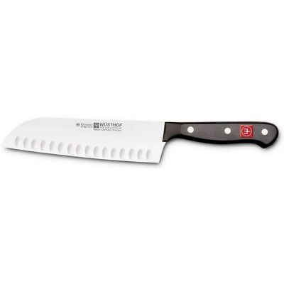 Couteau Santoku Wüsthof Gourmet 17 cm - Acier Inoxydable, Manche Ergonomique - Publicité Couteau Santoku Wüsthof Gourmet 17 cm - Acier Inoxydable, Manche Ergonomique - Publicité