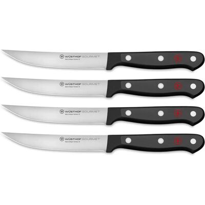 Ensemble de couteaux à steak Wüsthof Gourmet - Artisanat allemand, Lames laser, Acier au carbone élevé - Set de couteaux à steak Ensemble de couteaux à steak Wüsthof Gourmet - Artisanat allemand, Lames laser, Acier au carbone élevé - Set de couteaux à steak