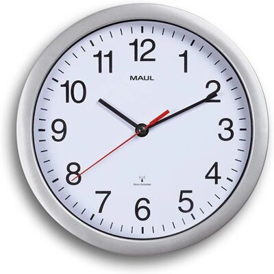 MAUL Silver White Quartz Wall Clock - Indoor Use MAUL Silver White Quartz Wall Clock - Indoor Use