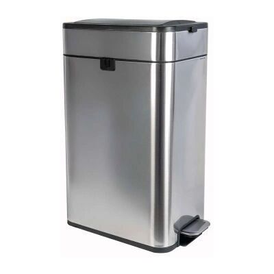 Jakob Maul GmbH 9504094 Avfallsbehållare - Rektangulär i rostfritt stål med dubbelt lock 40L Jakob Maul GmbH 9504094 Avfallsbehållare - Rektangulär i rostfritt stål med dubbelt lock 40L
