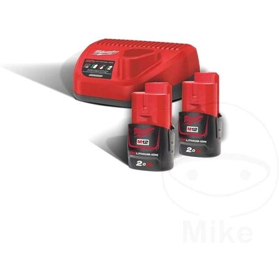 Milwaukee Batteri- och laddarsats - 12 V, 2 Ah, Modell 4932430064 Milwaukee Batteri- och laddarsats - 12 V, 2 Ah, Modell 4932430064