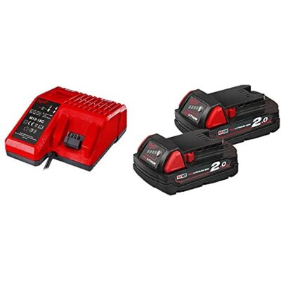 Milwaukee Akku-Starterset - 2 Akkus 18V 2,0Ah + Schnellladegerät Milwaukee Akku-Starterset - 2 Akkus 18V 2,0Ah + Schnellladegerät