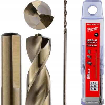 Milwaukee Kobalt Metallbohrer - 1,5x40mm - 10 Stück Milwaukee Kobalt Metallbohrer - 1,5x40mm - 10 Stück