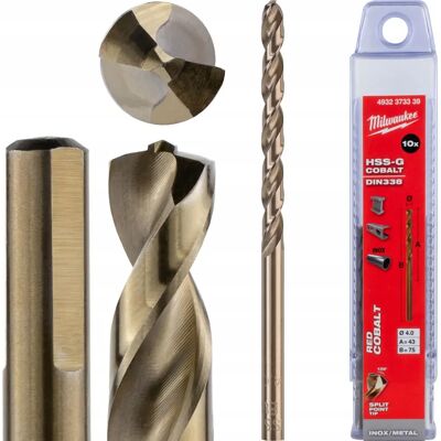 Milwaukee Punta de taladro - 4mm Cobalto HSS-G DIN 338 - Acero de Alta Resistencia Milwaukee Punta de taladro - 4mm Cobalto HSS-G DIN 338 - Acero de Alta Resistencia