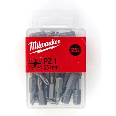 Milwaukee PZ1 x25mm Bits - 25 Stück - Schraubbit PZ 1 Milwaukee PZ1 x25mm Bits - 25 Stück - Schraubbit PZ 1