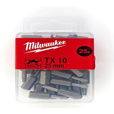 Milwaukee TX 10 x 25 mm bitsset - 25 delar Milwaukee TX 10 x 25 mm bitsset - 25 delar