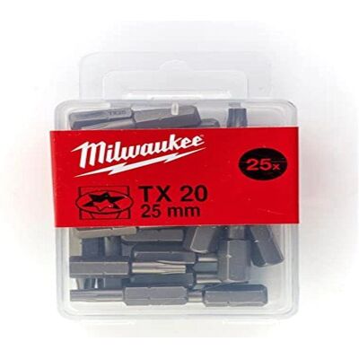 Milwaukee TX20 25mm skruvbitset - 25 delar Milwaukee TX20 25mm skruvbitset - 25 delar