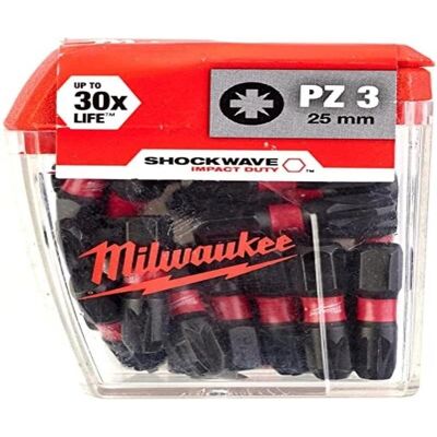 Bits Milwaukee PZ 3 Impact - 25mm, 25 unidades Bits Milwaukee PZ 3 Impact - 25mm, 25 unidades