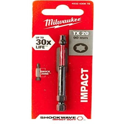 Milwaukee Impact-Schraubendreher-Bit - 90mm TX20 - Schwerlast Milwaukee Impact-Schraubendreher-Bit - 90mm TX20 - Schwerlast