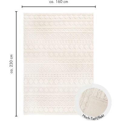 LUXOR LIVING Hägga Wollteppich Beige - Handgewebt, 130x190cm, Hoch-Tief LUXOR LIVING Hägga Wollteppich Beige - Handgewebt, 130x190cm, Hoch-Tief