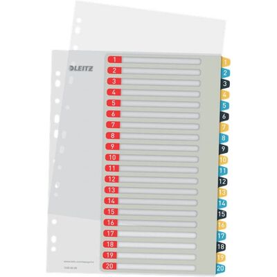 Leitz 12490000 Index Tabs - Durable Polypropylene - Set of 20 - A4 Max Leitz 12490000 Index Tabs - Durable Polypropylene - Set of 20 - A4 Max