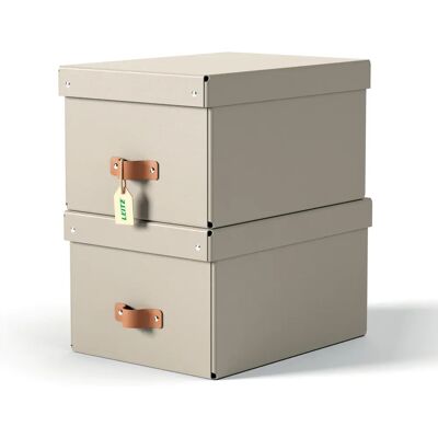 Leitz 61490012 Grey Storage Box Set of 2 - 17L - Recycled Material Leitz 61490012 Grey Storage Box Set of 2 - 17L - Recycled Material