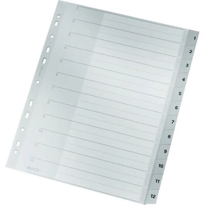 Leitz 12820000 Index Numérique en Carton Gris A4 Leitz 12820000 Index Numérique en Carton Gris A4