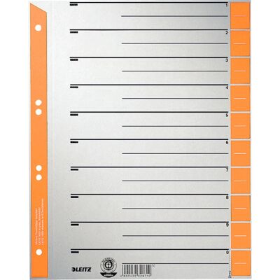 Leitz 16520045 Index Tabs - A4, 10 stuks, Grijs, Oranje - Index Tabs Leitz 16520045 Index Tabs - A4, 10 stuks, Grijs, Oranje - Index Tabs