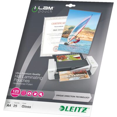 Leitz UDT Laminator Pouches - 25 Pack - A4 - Transparent Leitz UDT Laminator Pouches - 25 Pack - A4 - Transparent