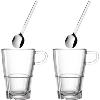 Leonardo Gjennomsiktig Kaffesett - 2 Glass og Skjeer Leonardo Gjennomsiktig Kaffesett - 2 Glass og Skjeer