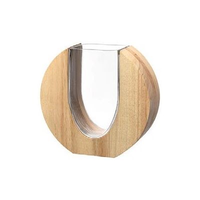 LEONARDO Vaasje - Moderne Elliptische Glas-Hout, 19cm LEONARDO Vaasje - Moderne Elliptische Glas-Hout, 19cm