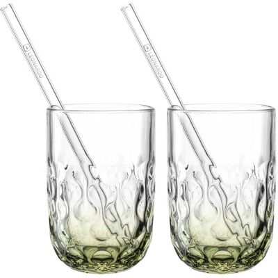 LEONARDO - GOCCE Matcha Latte Glas - grün - 390 ml - Glassware LEONARDO - GOCCE Matcha Latte Glas - grün - 390 ml - Glassware