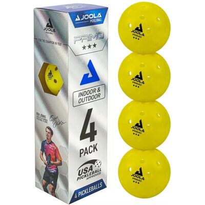 JOOLA Primo Bal - Pickleball - 26g, geel/zwart, 4-pack JOOLA Primo Bal - Pickleball - 26g, geel/zwart, 4-pack
