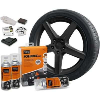 Foliatec Universal 2C Sprayfarg Set - Schwarz Glanz - Felgenlack-Kit Foliatec Universal 2C Sprayfarg Set - Schwarz Glanz - Felgenlack-Kit