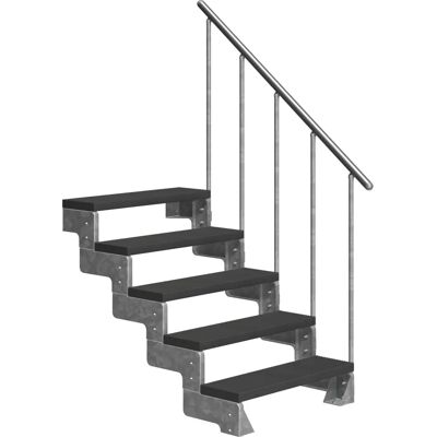 DOLLE Gardentop Aluminium Außentreppe - 5 Stufen, Anthrazit & Silber DOLLE Gardentop Aluminium Außentreppe - 5 Stufen, Anthrazit & Silber