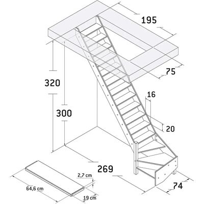 DOLLE Brest Raumspartreppe - 15 Stufen, Eiche, links gewendelt DOLLE Brest Raumspartreppe - 15 Stufen, Eiche, links gewendelt