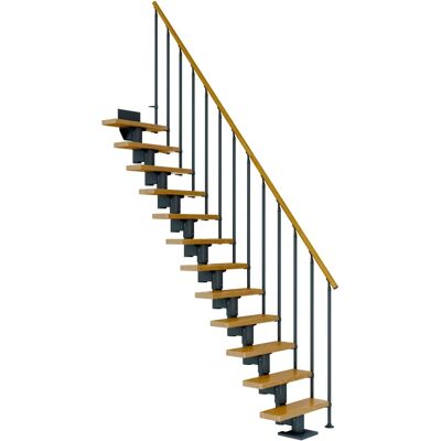 Dolle Dublin Treppe - Eiche, 14 Stufen, Max 337cm, Anthrazit Dolle Dublin Treppe - Eiche, 14 Stufen, Max 337cm, Anthrazit