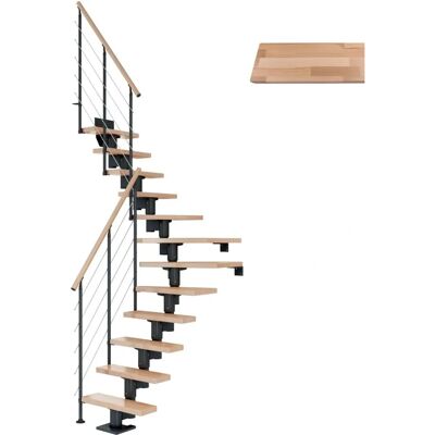 DOLLE Dublin Holzhalbwendeltreppe - Innen, Anthrazit DOLLE Dublin Holzhalbwendeltreppe - Innen, Anthrazit