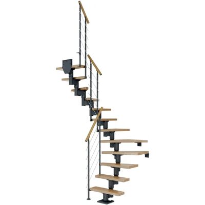 DOLLE Dublin Halbrunde Holztreppe - Anthrazit - 11 Stufen DOLLE Dublin Halbrunde Holztreppe - Anthrazit - 11 Stufen
