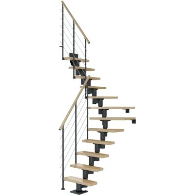 Dolle Dublin Mittelholmtreppe - 1/4 Wendeltreppe, Ahorn, 61cm breit, Anthrazit Metall Dolle Dublin Mittelholmtreppe - 1/4 Wendeltreppe, Ahorn, 61cm breit, Anthrazit Metall