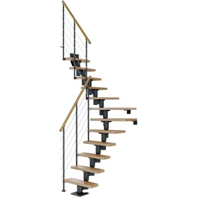 Dolle Dublin Mittelholmtreppe - Modern 1/4 gewendelt Eiche, 71cm breit Dolle Dublin Mittelholmtreppe - Modern 1/4 gewendelt Eiche, 71cm breit