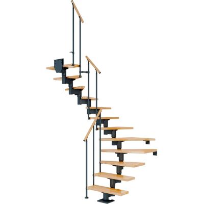 Dolle Cork Halbspiraltreppe - Metall Anthrazit & Holzstufen Dolle Cork Halbspiraltreppe - Metall Anthrazit & Holzstufen