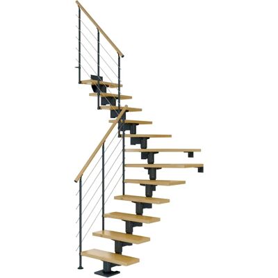 Dolle Cork Mittelhohmtreppe - 75cm, Grau, mit Geländer Dolle Cork Mittelhohmtreppe - 75cm, Grau, mit Geländer