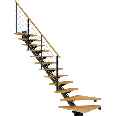 DOLLE Sydney Holztreppe - 1/4 Wendung, Braun/Anthrazit - Treppe DOLLE Sydney Holztreppe - 1/4 Wendung, Braun/Anthrazit - Treppe
