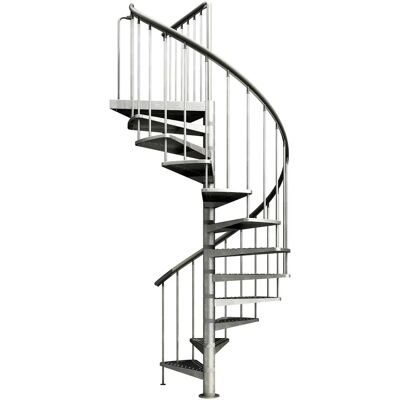 DOLLE Außentreppe Gardenspin - Spiraltreppe für draußen - Silber - 12 Stufen - Ø155cm - Max. Höhe 399,5cm DOLLE Außentreppe Gardenspin - Spiraltreppe für draußen - Silber - 12 Stufen - Ø155cm - Max. Höhe 399,5cm