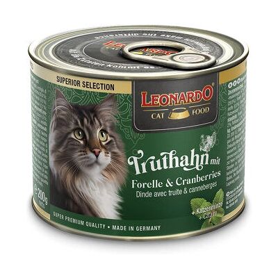 Leonardo - Karma dla kotów 755515 - Wilgotne, Indyk i pstrąg, 200g Leonardo - Karma dla kotów 755515 - Wilgotne, Indyk i pstrąg, 200g