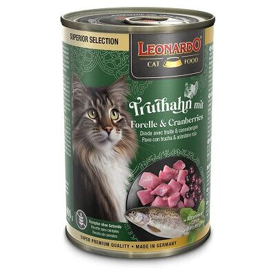 Karma mokra dla kotów Leonardo 755615 - Wilgotna, Indyk & Pstrąg, Bez zbóż Karma mokra dla kotów Leonardo 755615 - Wilgotna, Indyk & Pstrąg, Bez zbóż