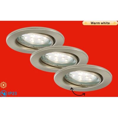 BRILONER Luminaire encastré LED - 3W, 250lm, Nickel satiné, Ajustable - Publicité BRILONER Luminaire encastré LED - 3W, 250lm, Nickel satiné, Ajustable - Publicité